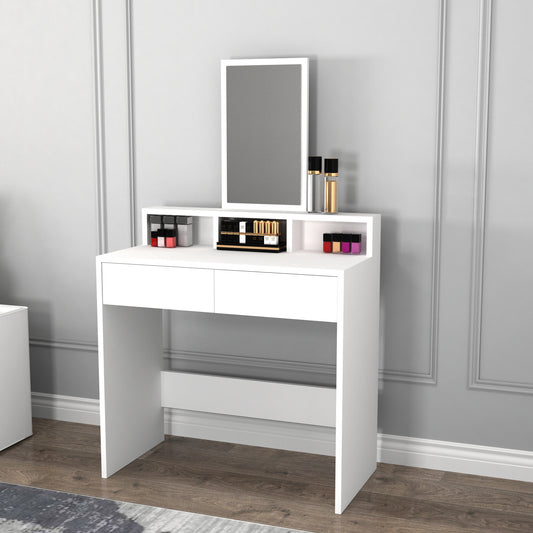 Luna Freestanding Compact Makeup Vanity Table with Mirror