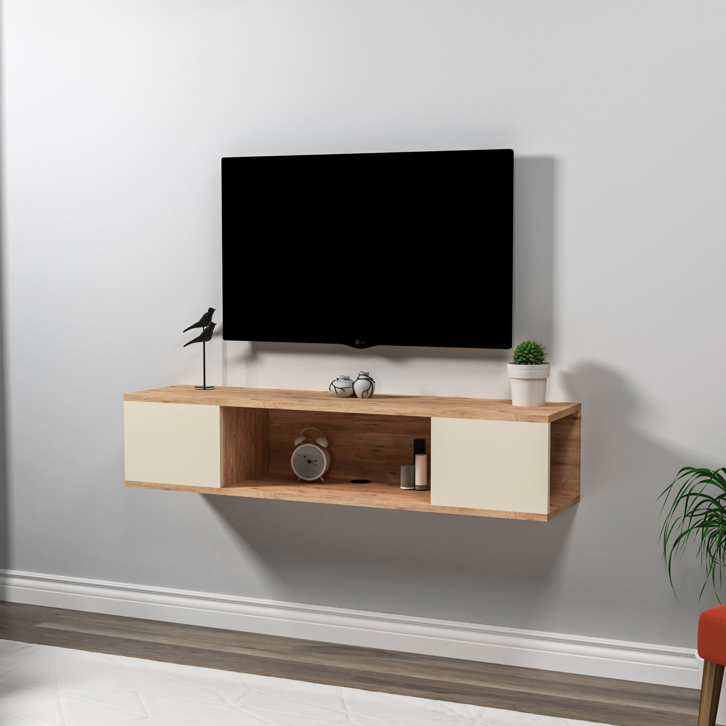 Alfie Floating TV Stand with Shelves
