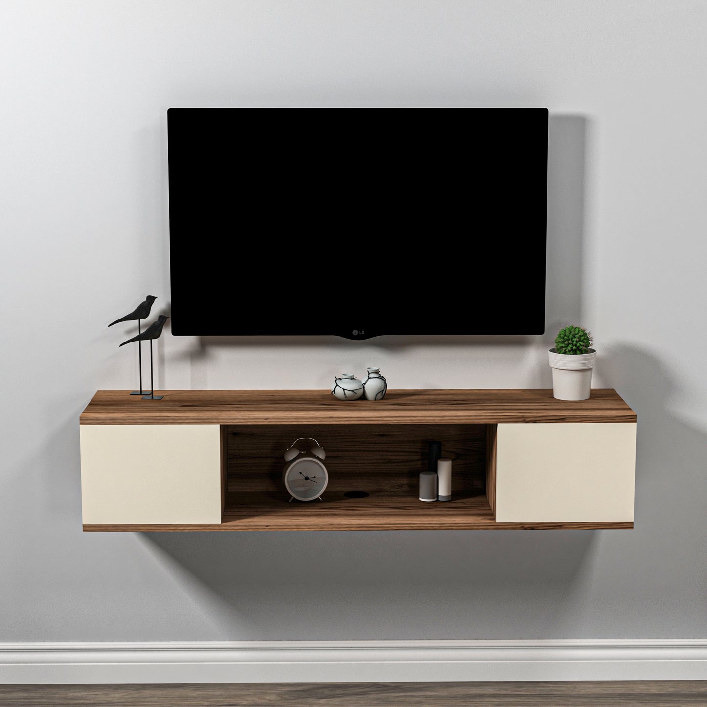 Alfie Floating TV Stand with Shelves