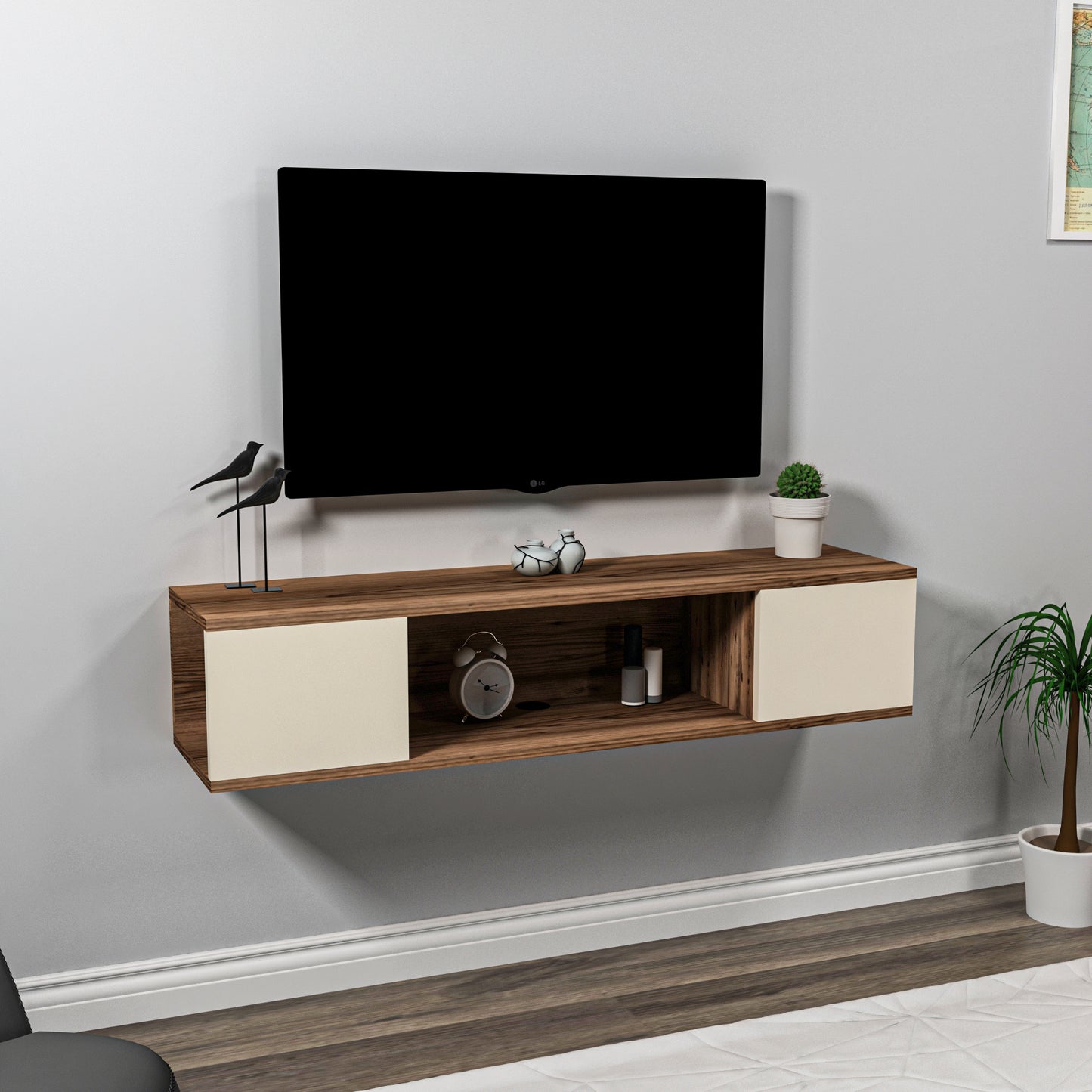 Alfie Floating TV Stand with Shelves