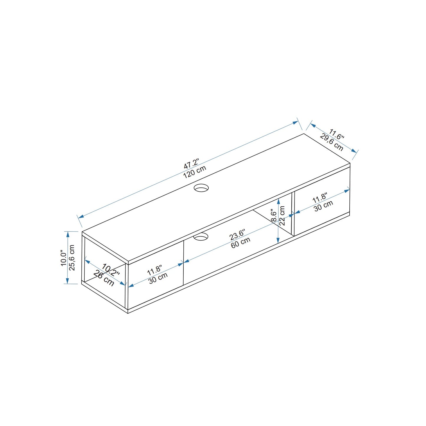 Alfie Floating TV Stand with Shelves