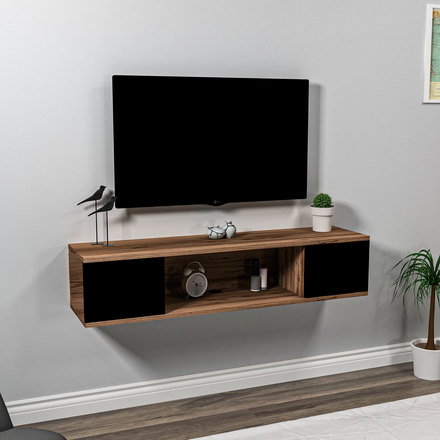 Alfie Floating TV Stand with Shelves