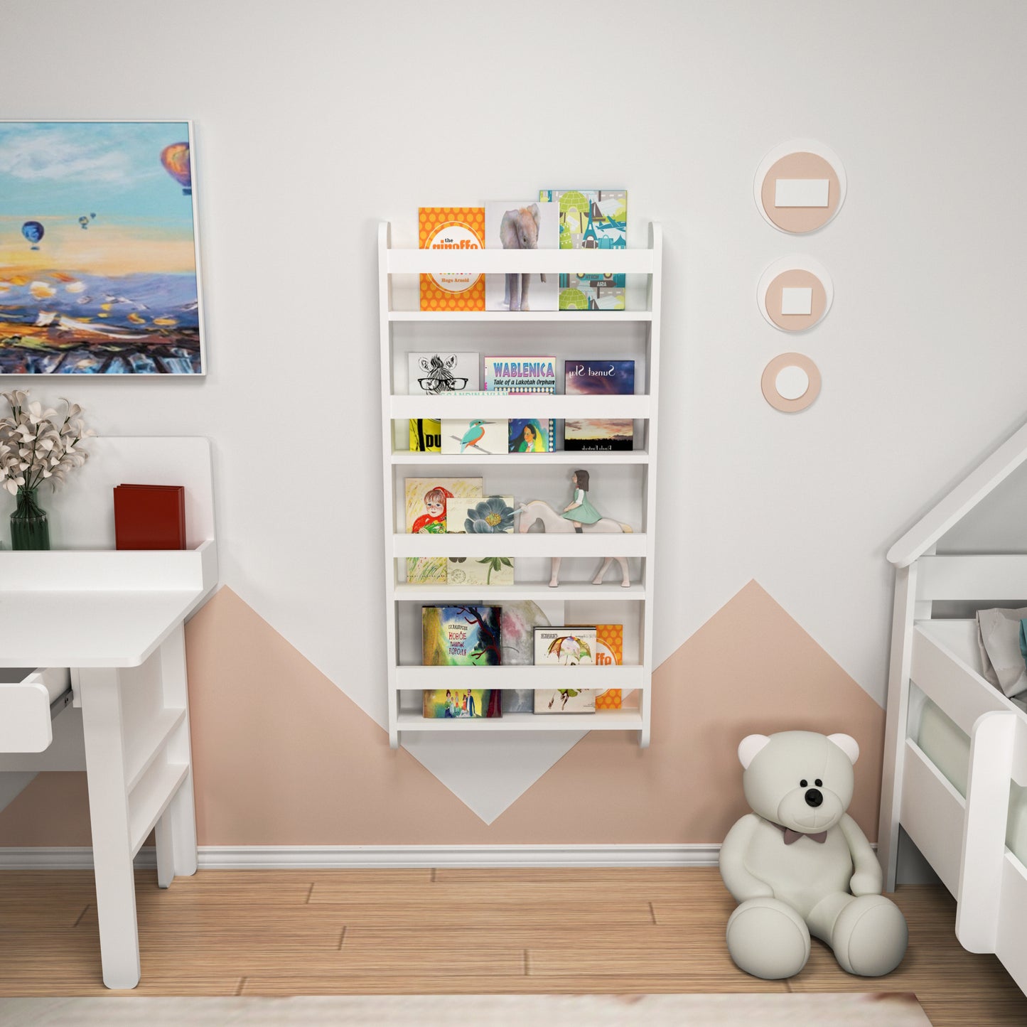 Alecto 4 Tier Montessori Kids Bookshelf Shelving Unit
