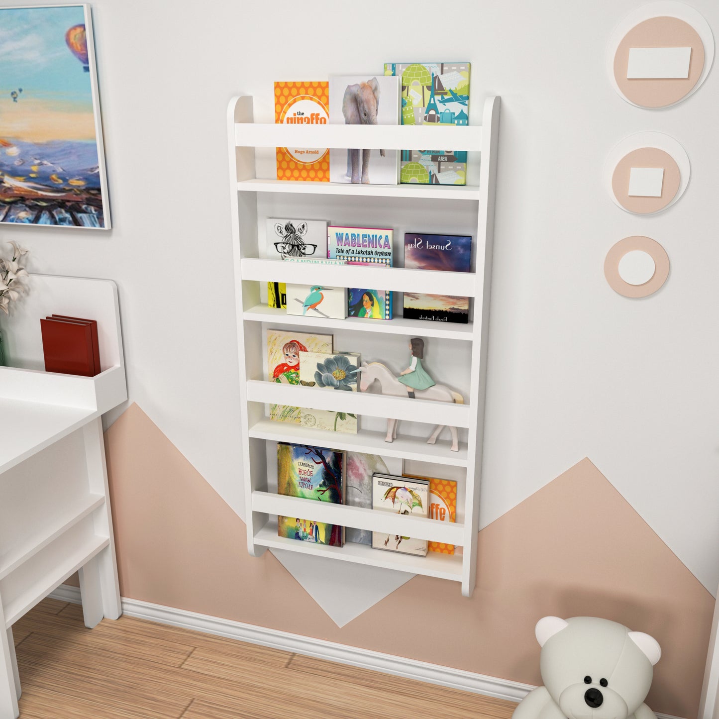 Alecto 4 Tier Montessori Kids Bookshelf Shelving Unit
