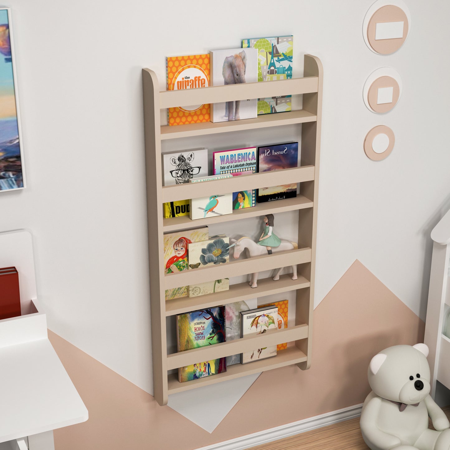 Alecto 4 Tier Montessori Kids Bookshelf Shelving Unit