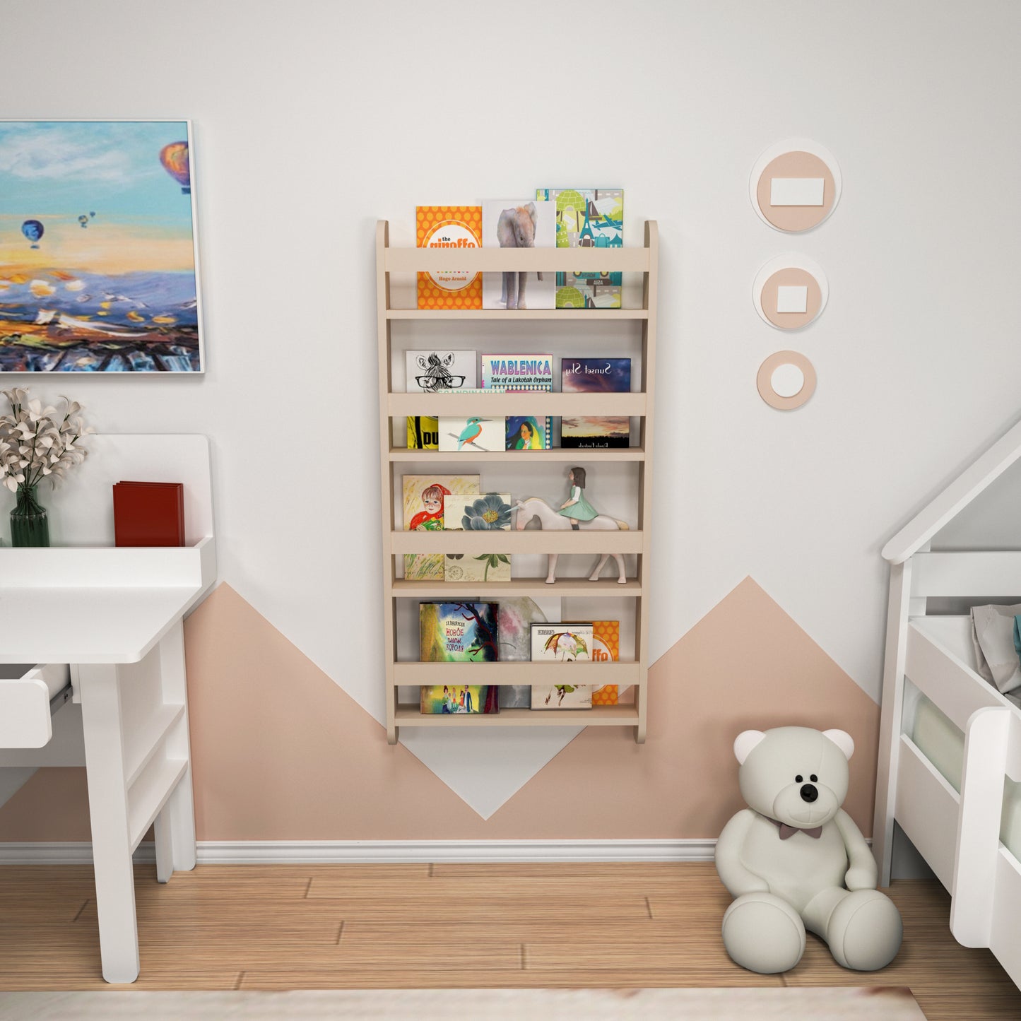 Alecto 4 Tier Montessori Kids Bookshelf Shelving Unit