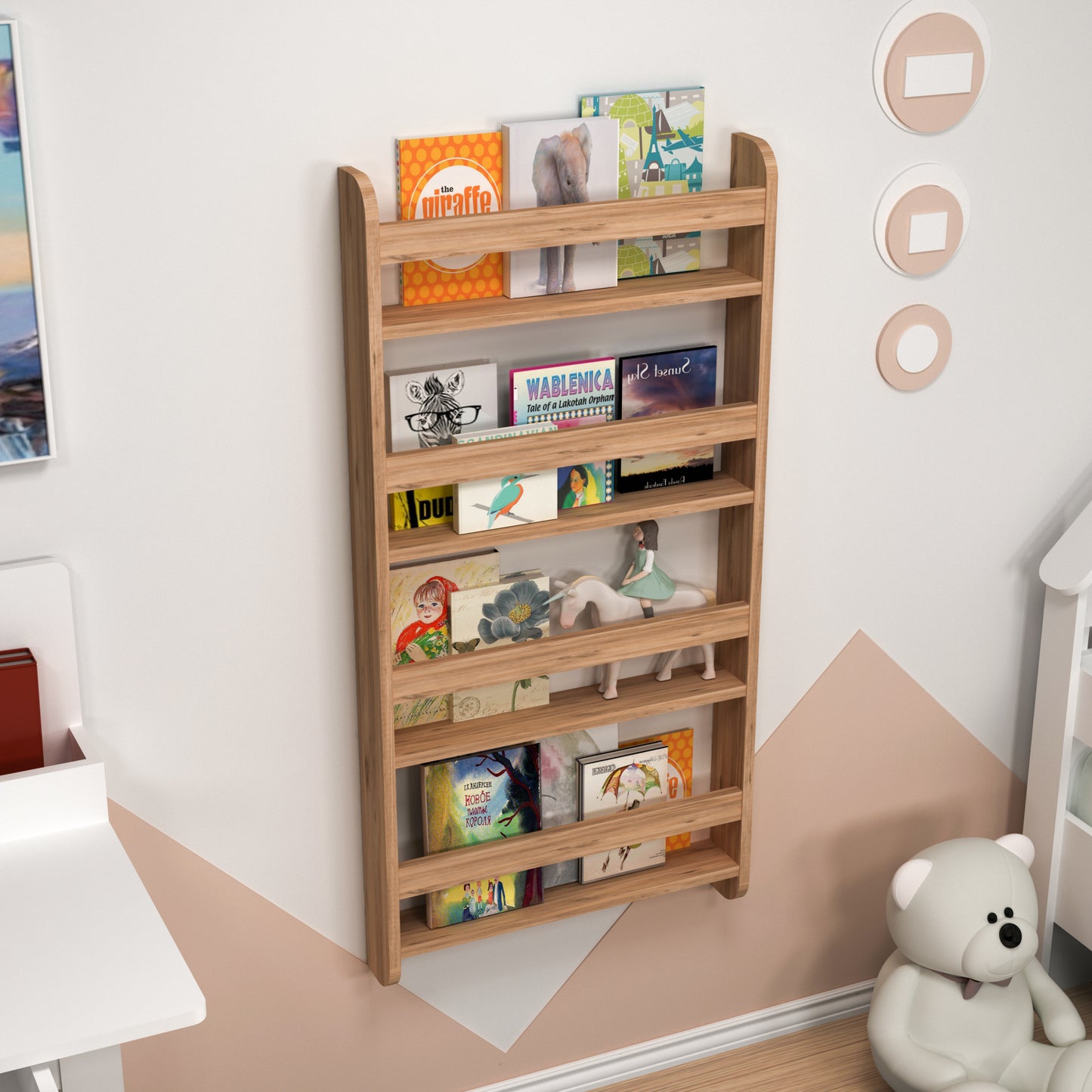 Alecto 4 Tier Montessori Kids Bookshelf Shelving Unit