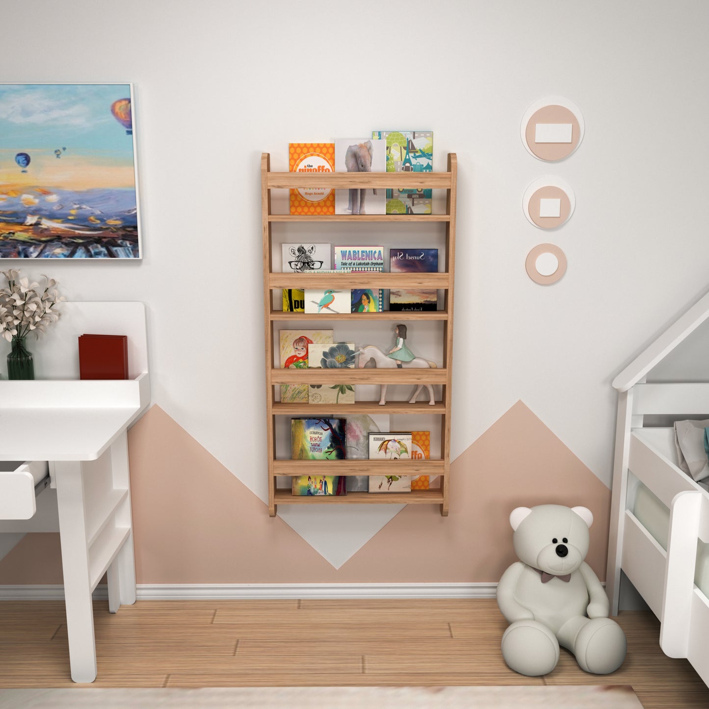 Alecto 4 Tier Montessori Kids Bookshelf Shelving Unit