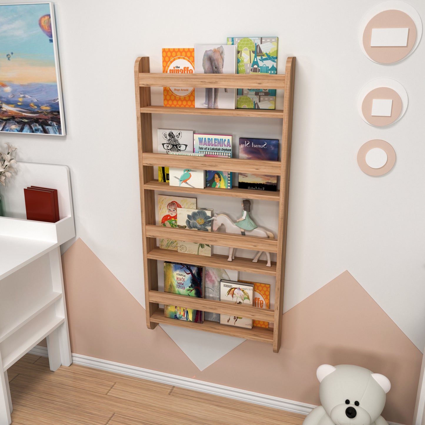 Alecto 4 Tier Montessori Kids Bookshelf Shelving Unit