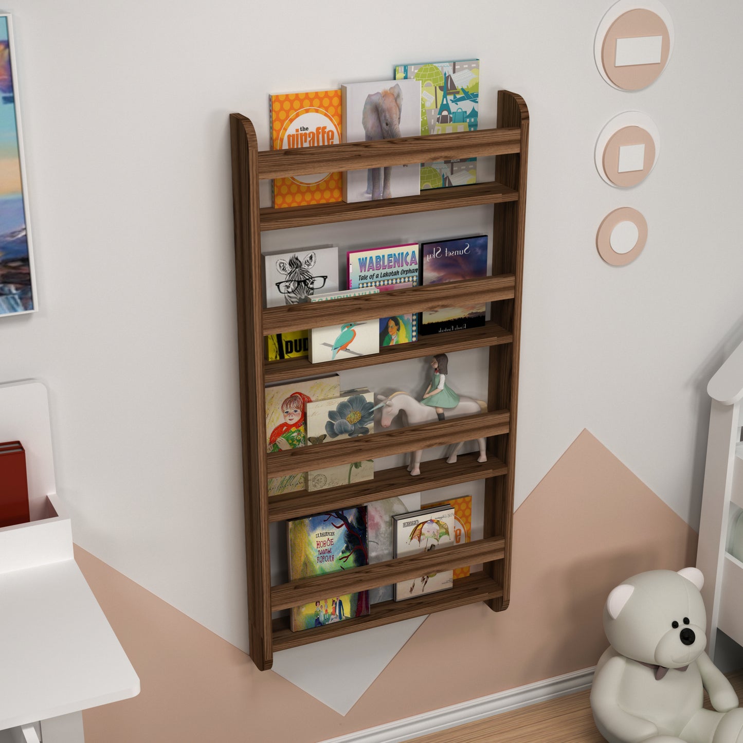 Alecto 4 Tier Montessori Kids Bookshelf Shelving Unit