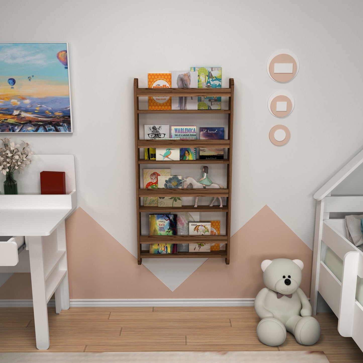Alecto 4 Tier Montessori Kids Bookshelf Shelving Unit