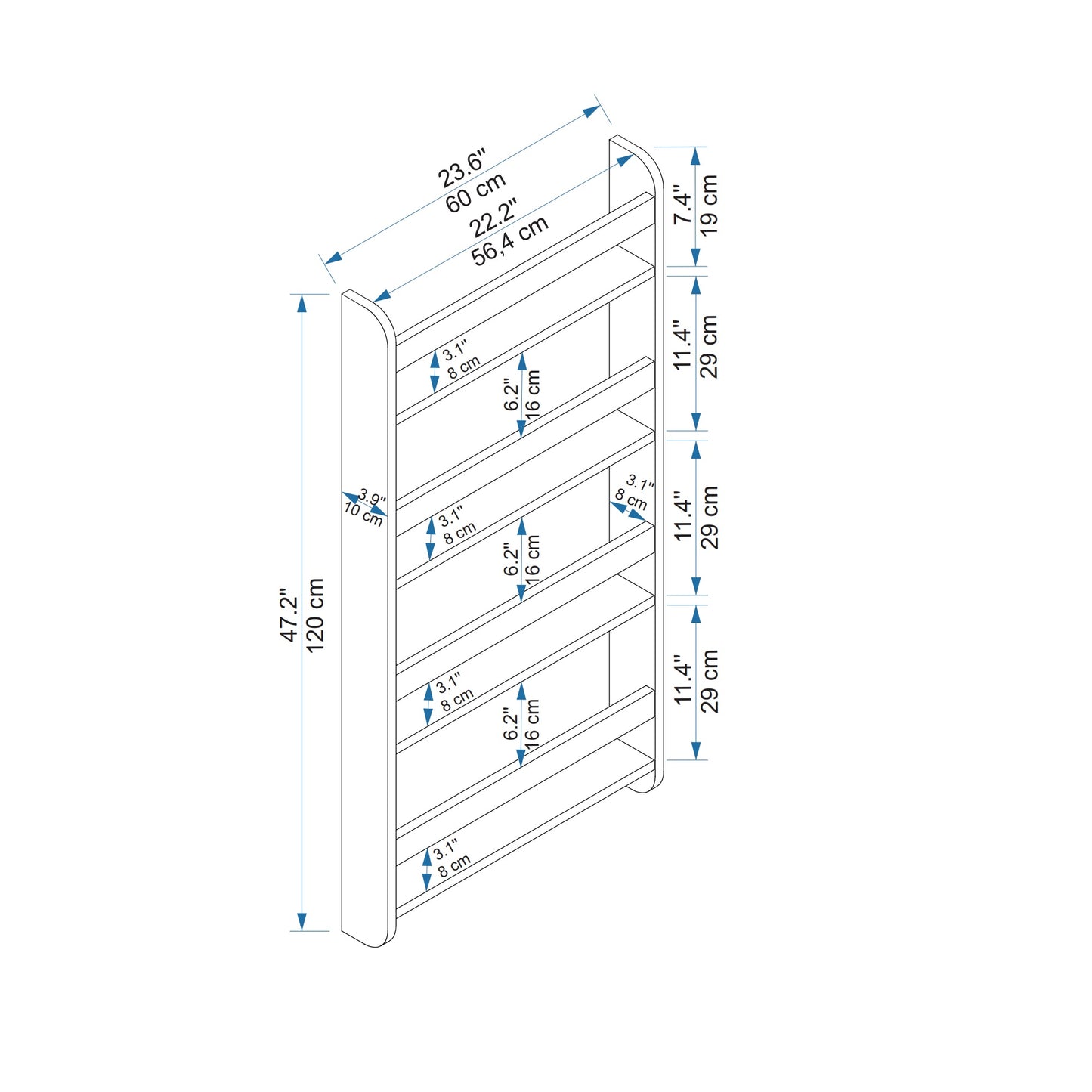 Alecto 4 Tier Montessori Kids Bookshelf Shelving Unit