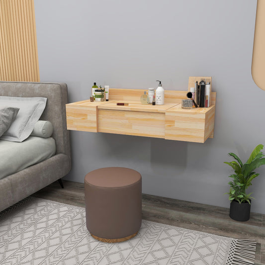 Coiffeuse en pin massif faite à la main avec miroir et armoire de rangement Beryl