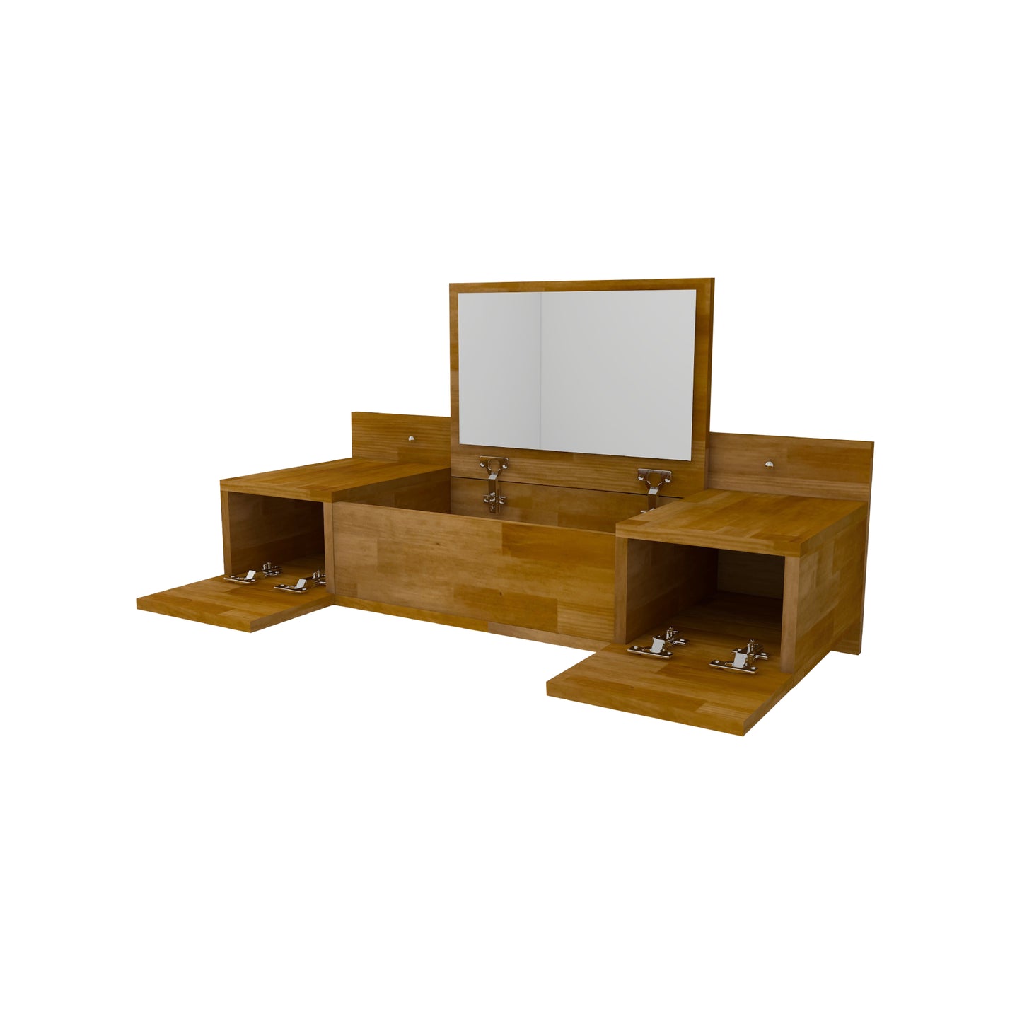 Solid Pine Wood Handmade Makeup Vanity Table with Mirror and Storage Cabinet Beryl
