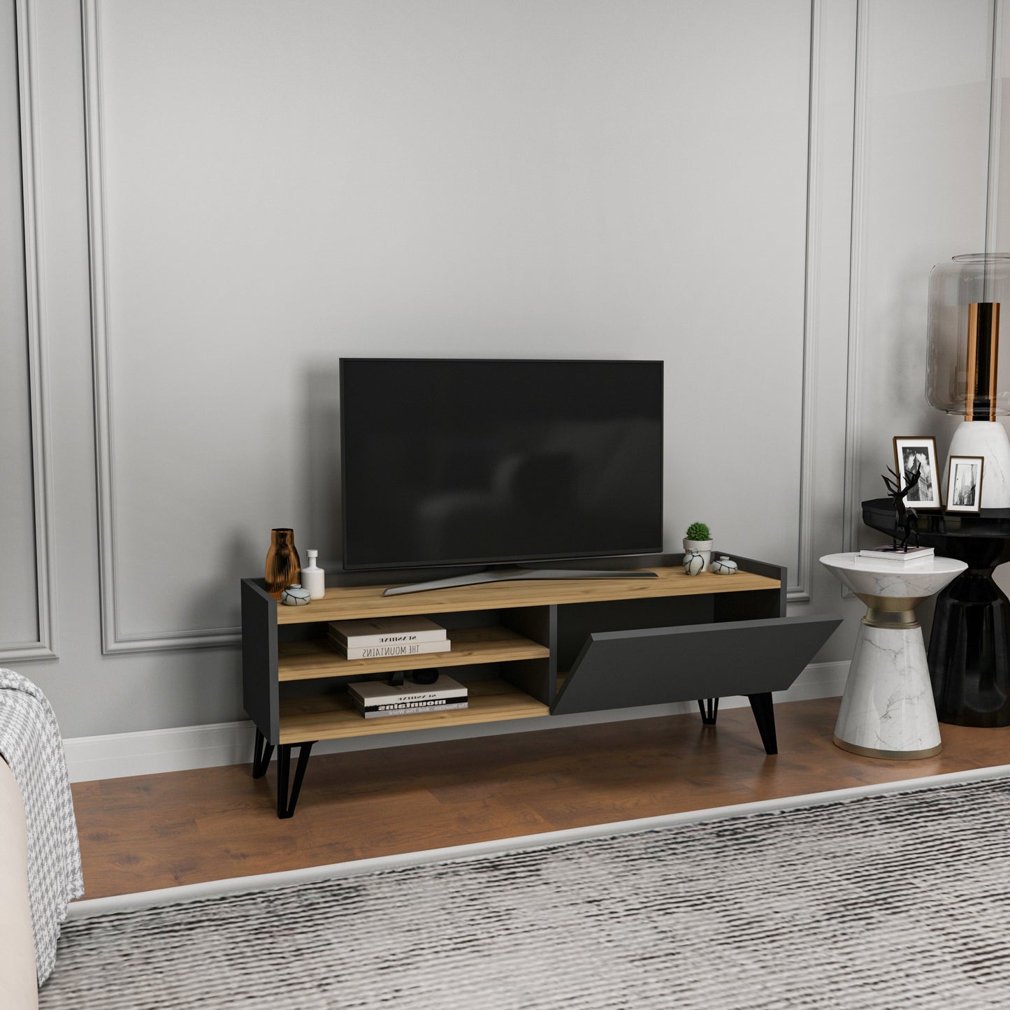 Cavera TV Stand with Cabinet and Shelves