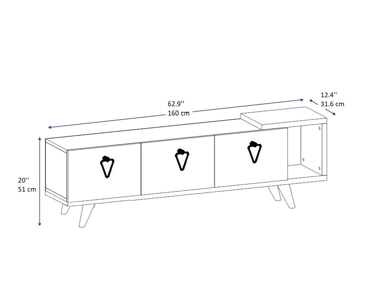 Agnus TV stand with Cabinets and Shelf