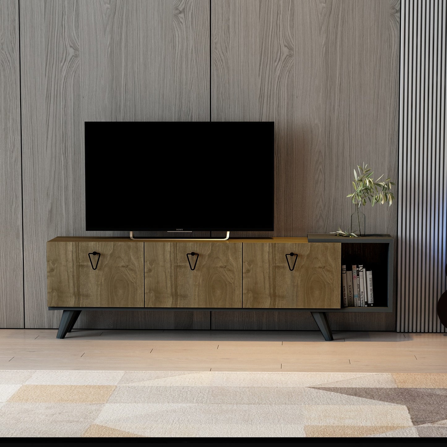 Agnus TV stand with Cabinets and Shelf