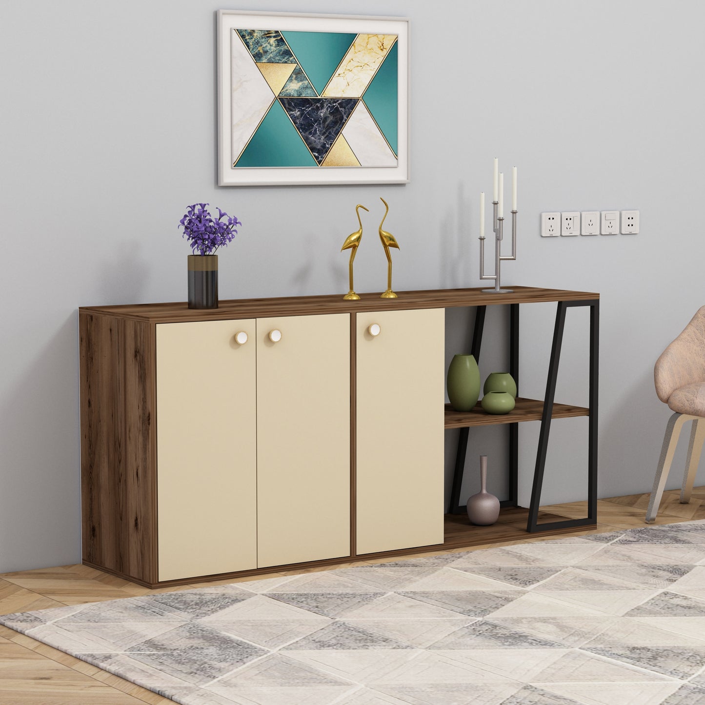 Avena Sideboard with Cabinets and Shelves