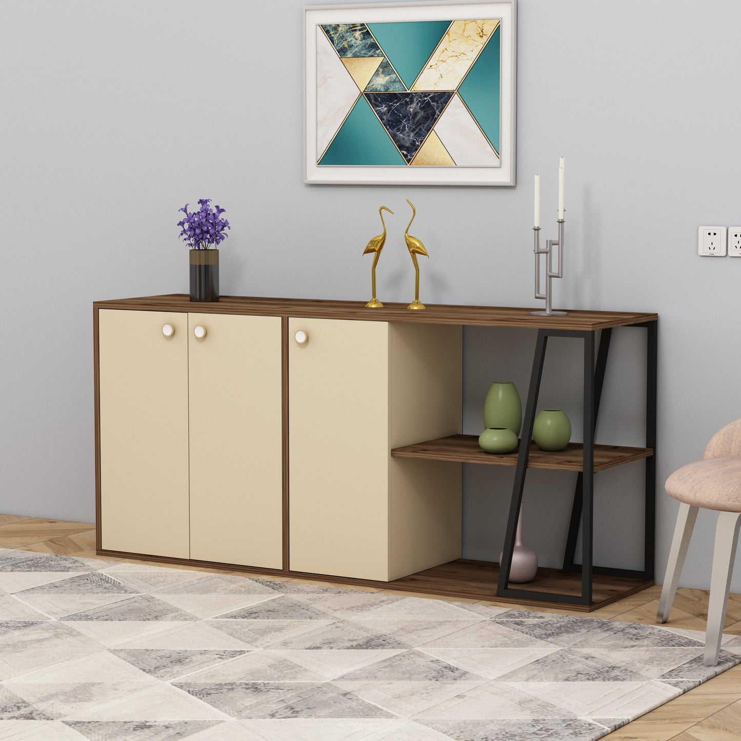 Avena Sideboard with Cabinets and Shelves