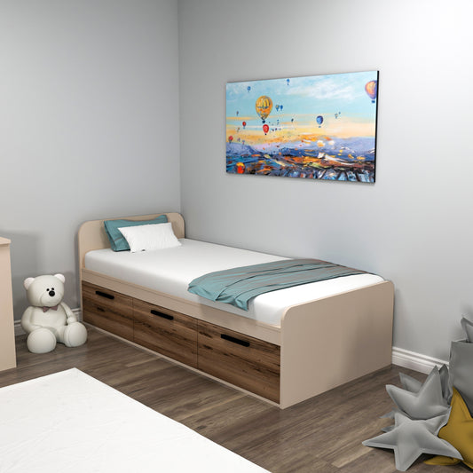 Cama Achille, estructura de cama con cabecero