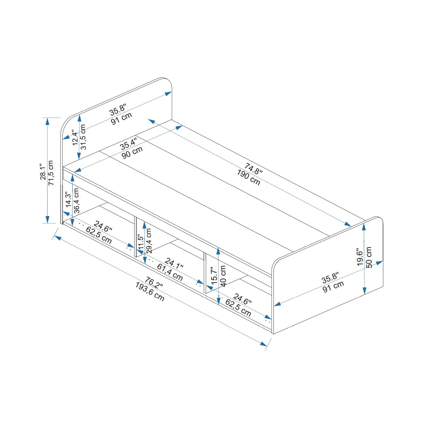 Achille Bedstead, Bed Frame with Headboard