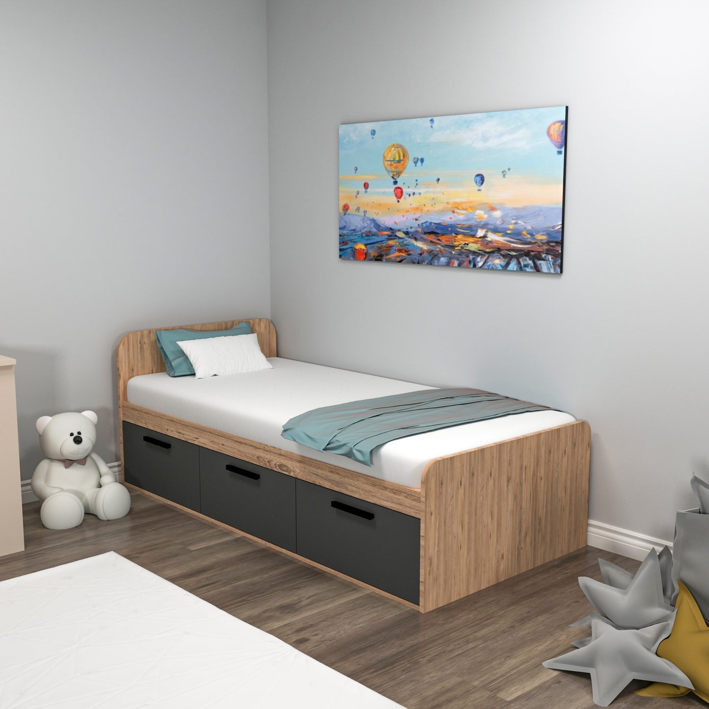 Achille Bedstead, Bed Frame with Headboard