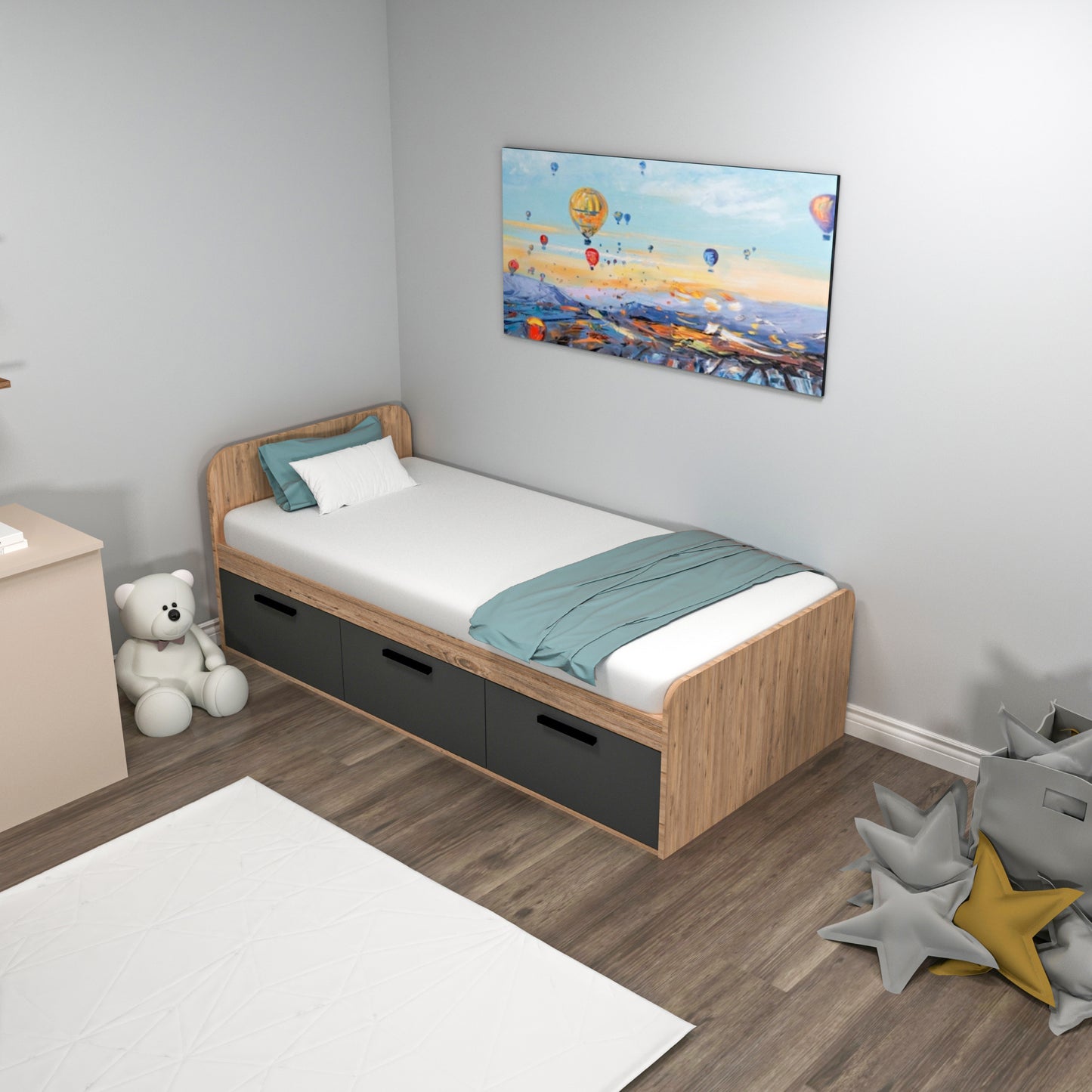 Achille Bedstead, Bed Frame with Headboard