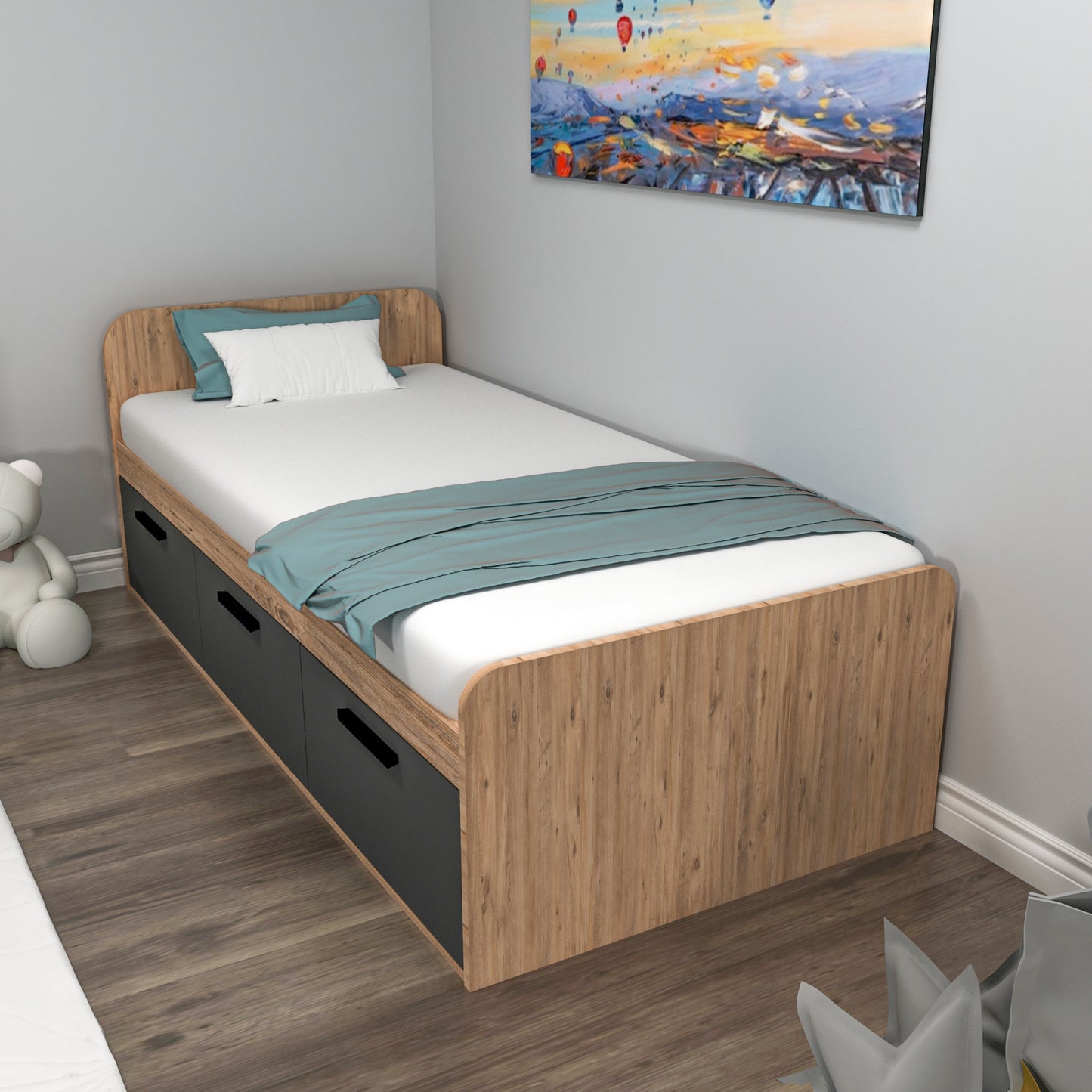 Achille Bedstead, Bed Frame with Headboard
