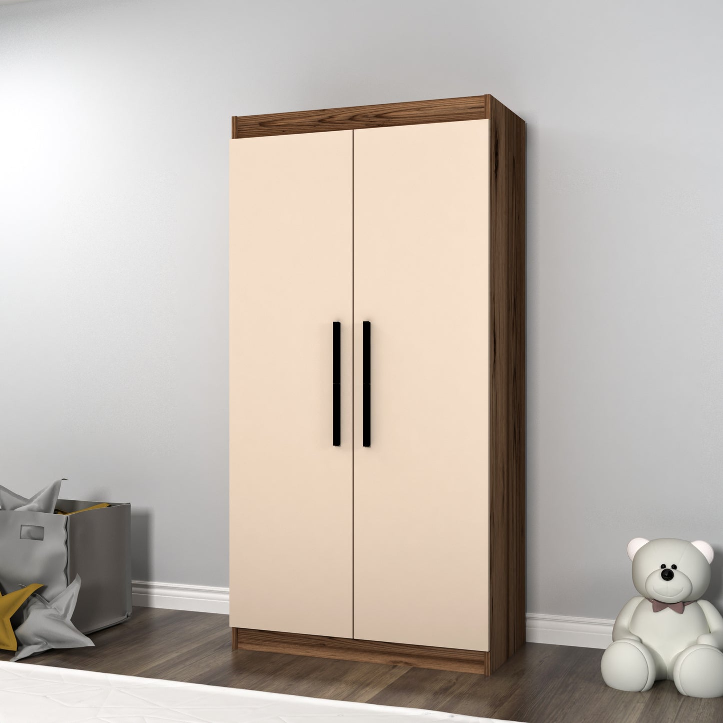 Achille Wardrobe with 2 Doors and 7 Shelves