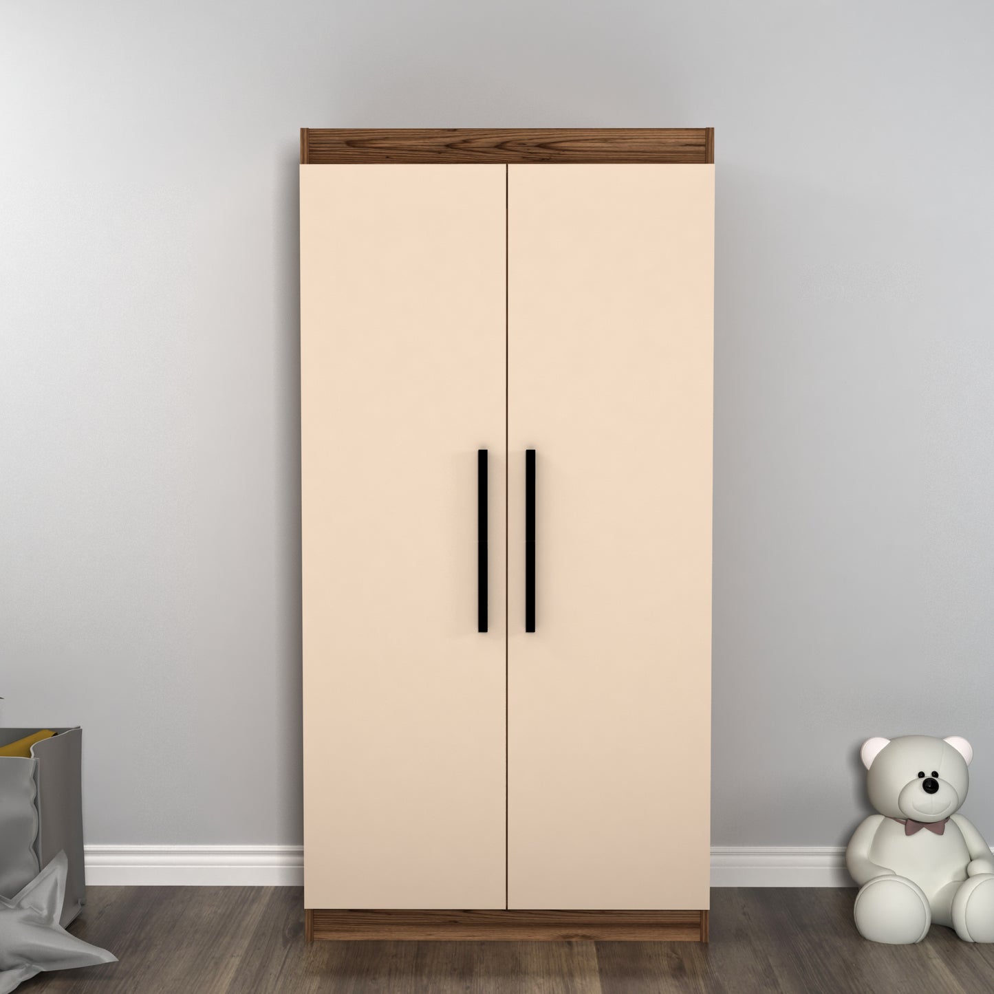 Achille Wardrobe with 2 Doors and 7 Shelves