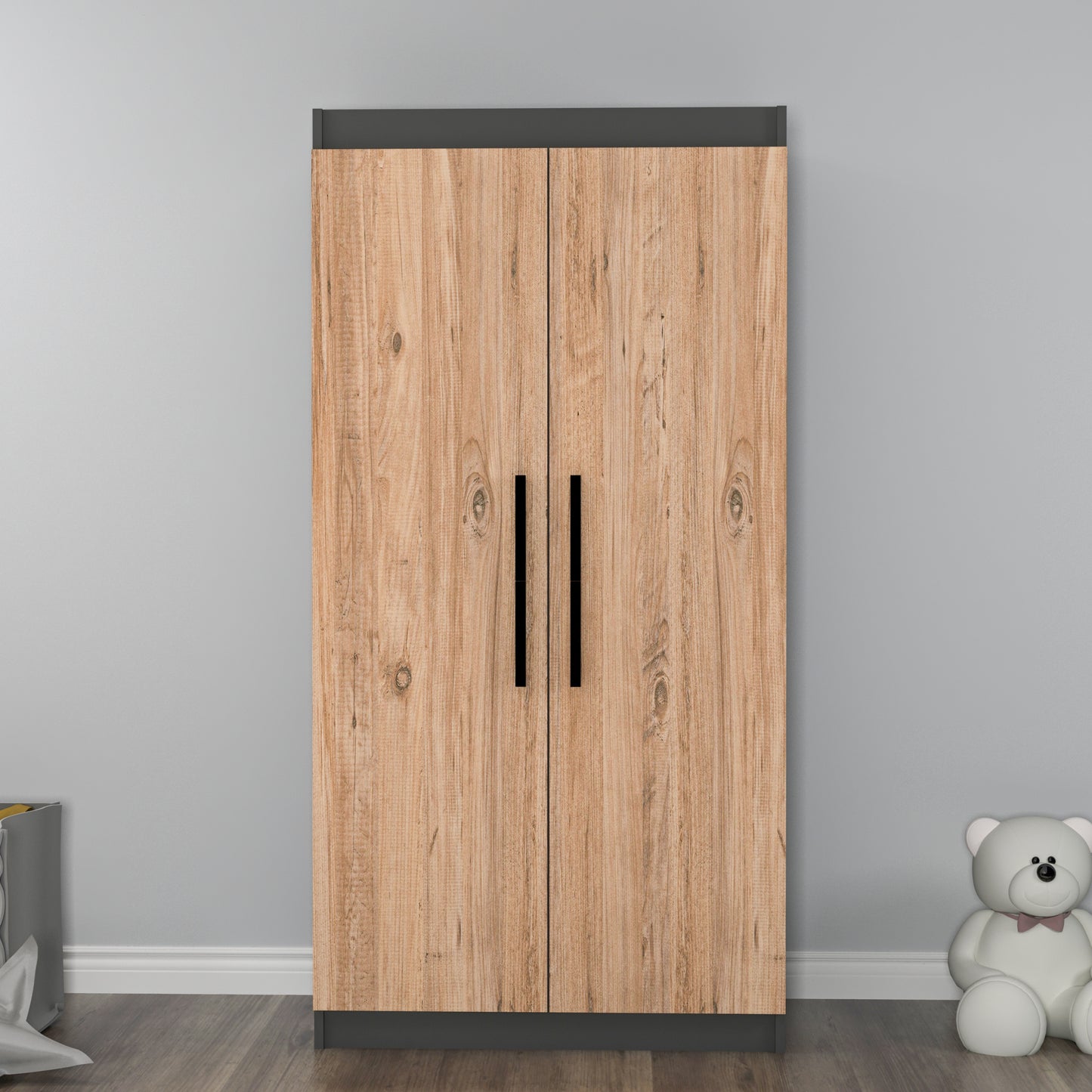 Achille Wardrobe with 2 Doors and 7 Shelves