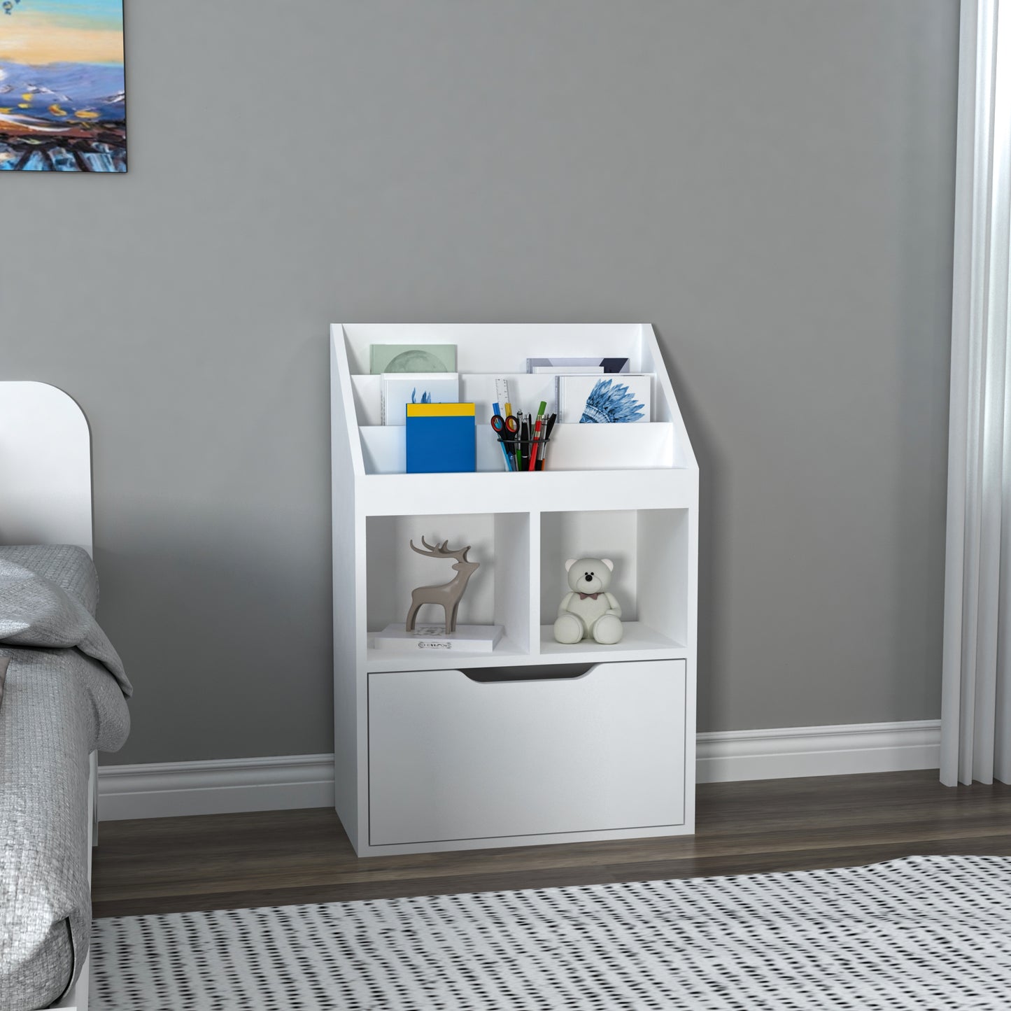 Chiara Magazine Rack with Cabinet