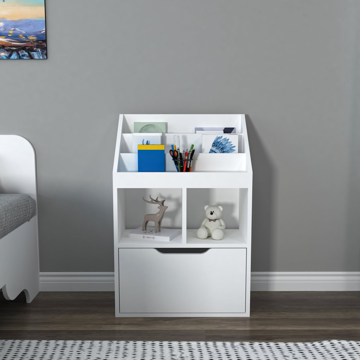 Chiara Magazine Rack with Cabinet