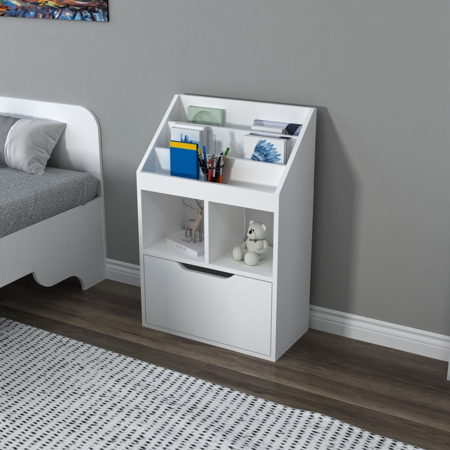 Chiara Magazine Rack with Cabinet