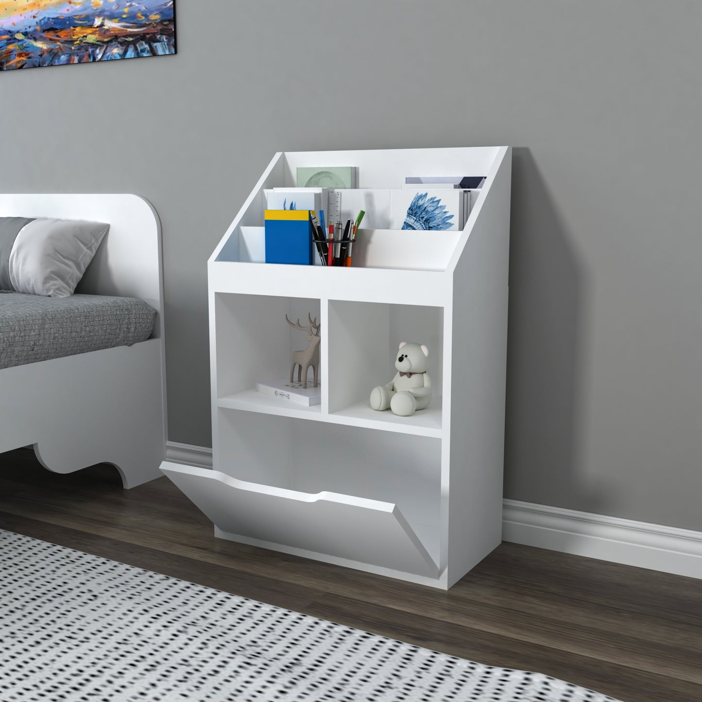 Chiara Magazine Rack with Cabinet