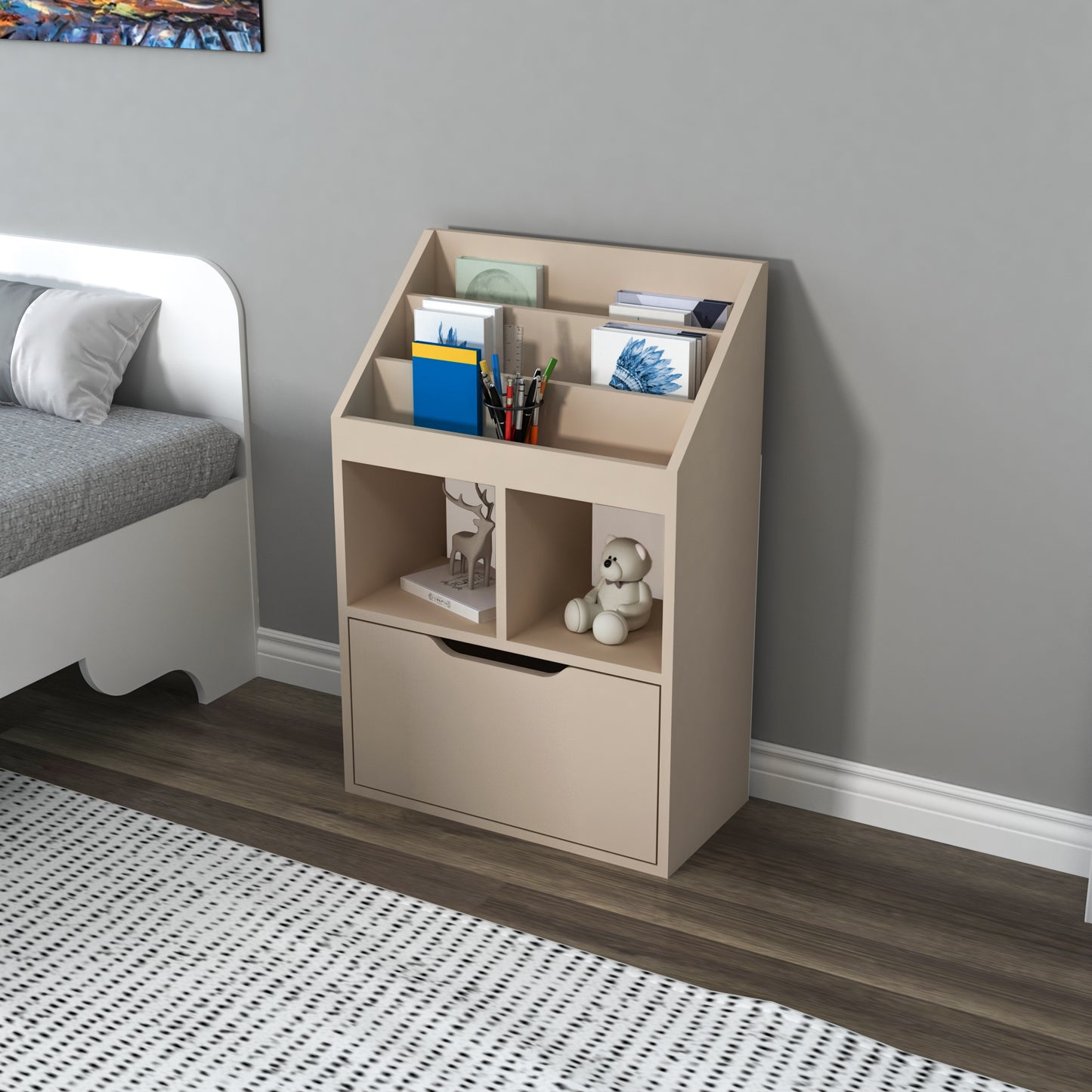 Chiara Magazine Rack with Cabinet