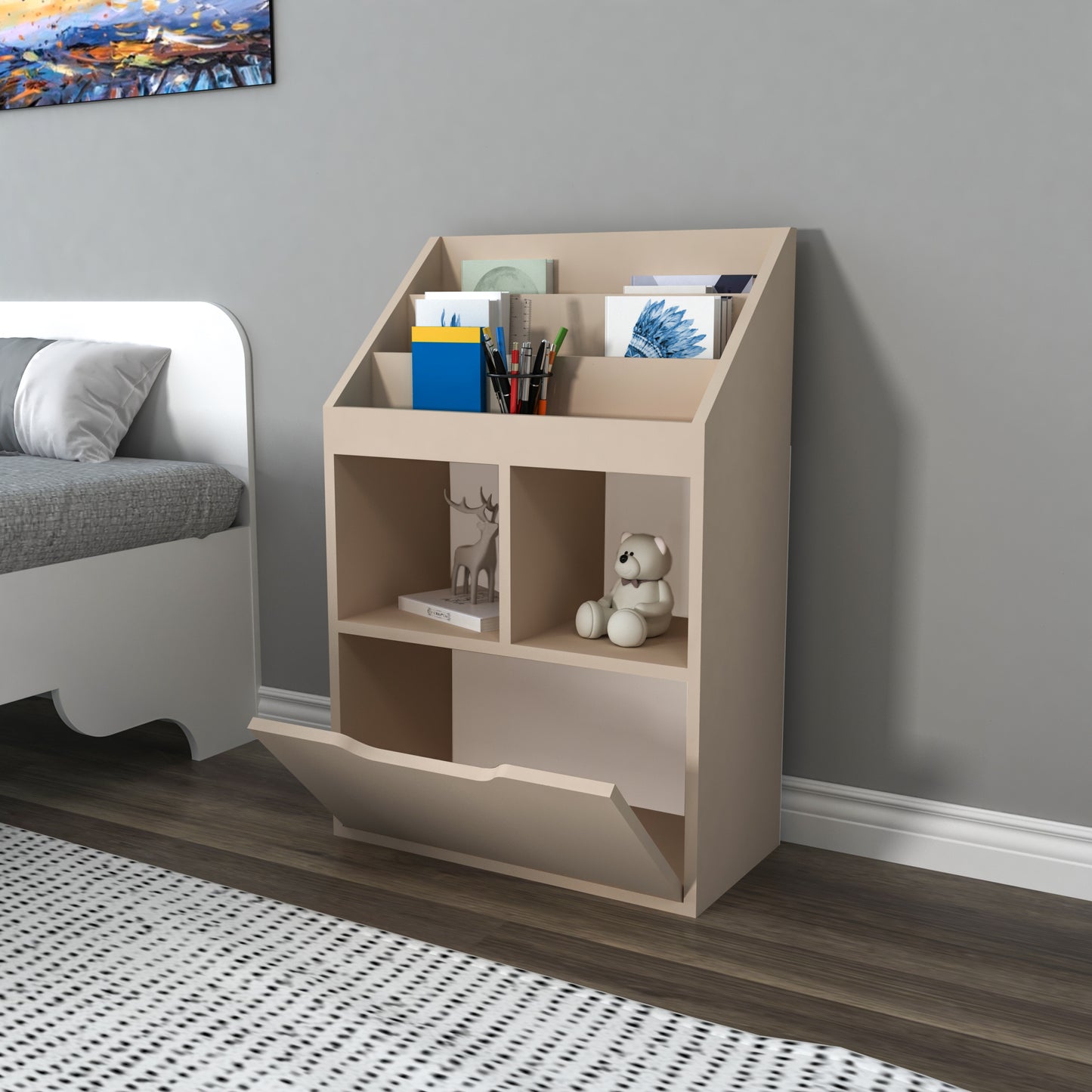 Chiara Magazine Rack with Cabinet