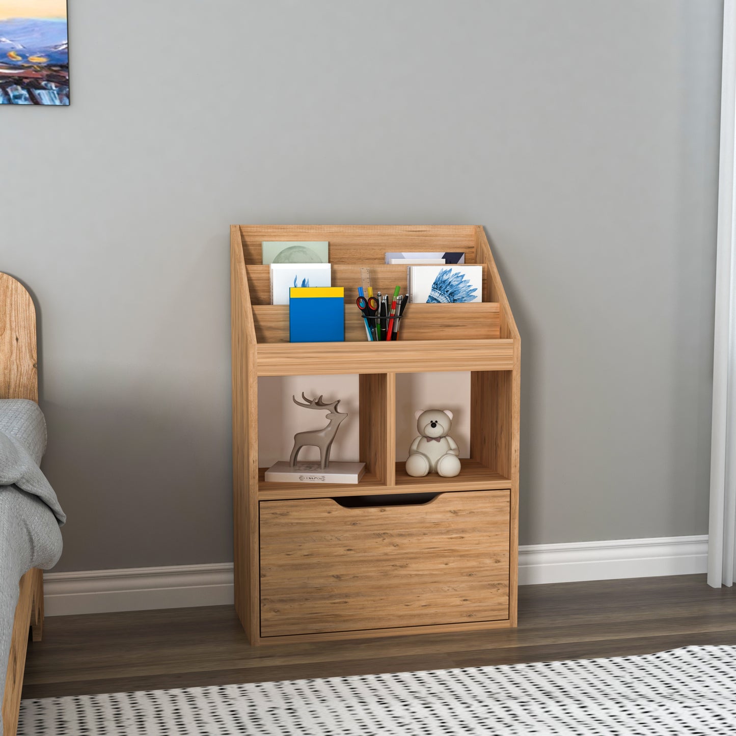 Chiara Magazine Rack with Cabinet