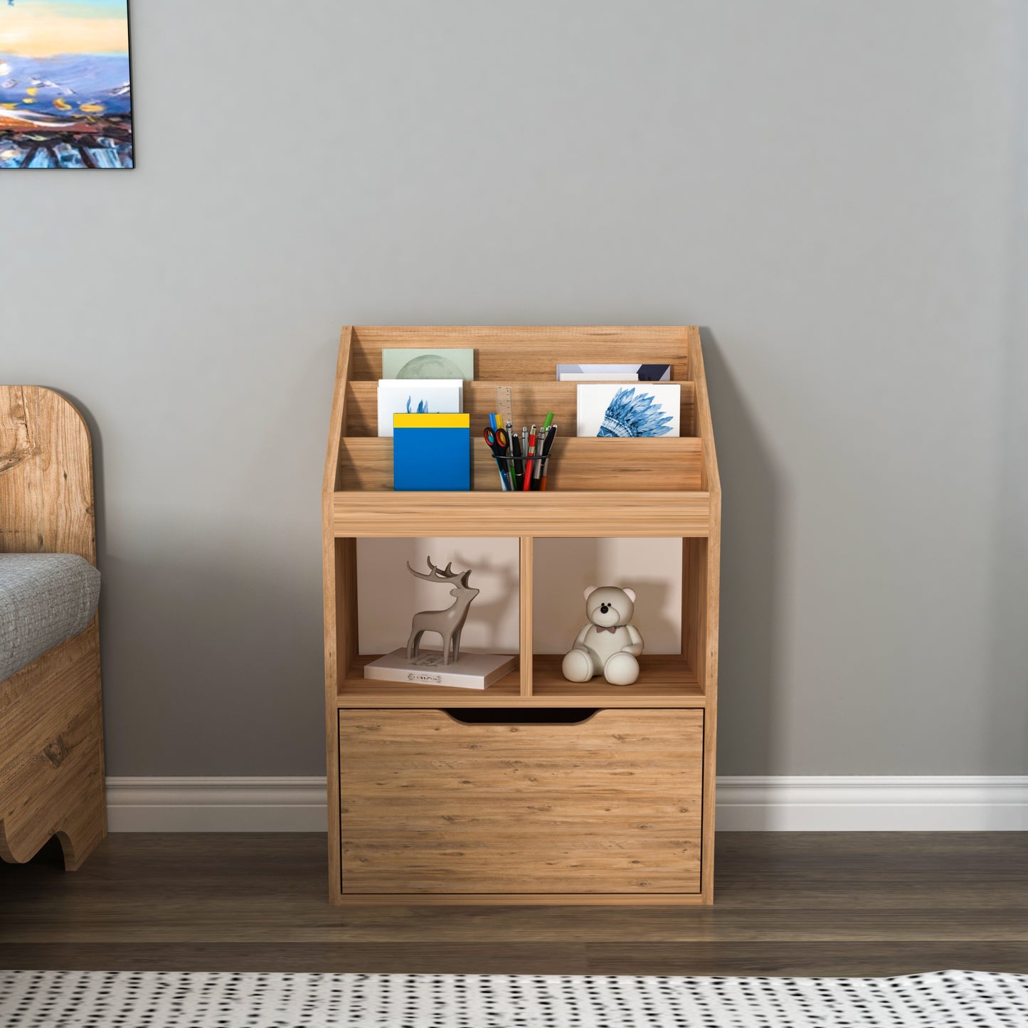 Chiara Magazine Rack with Cabinet