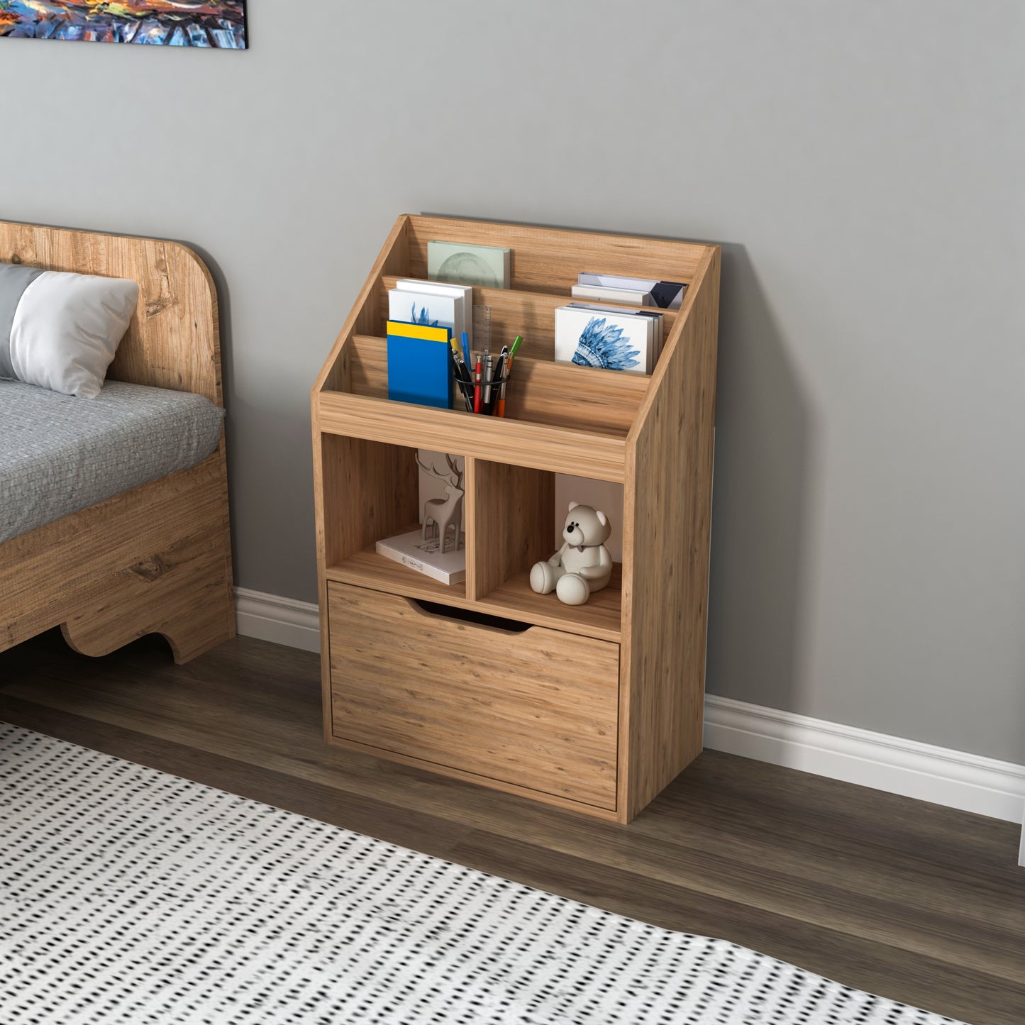 Chiara Magazine Rack with Cabinet