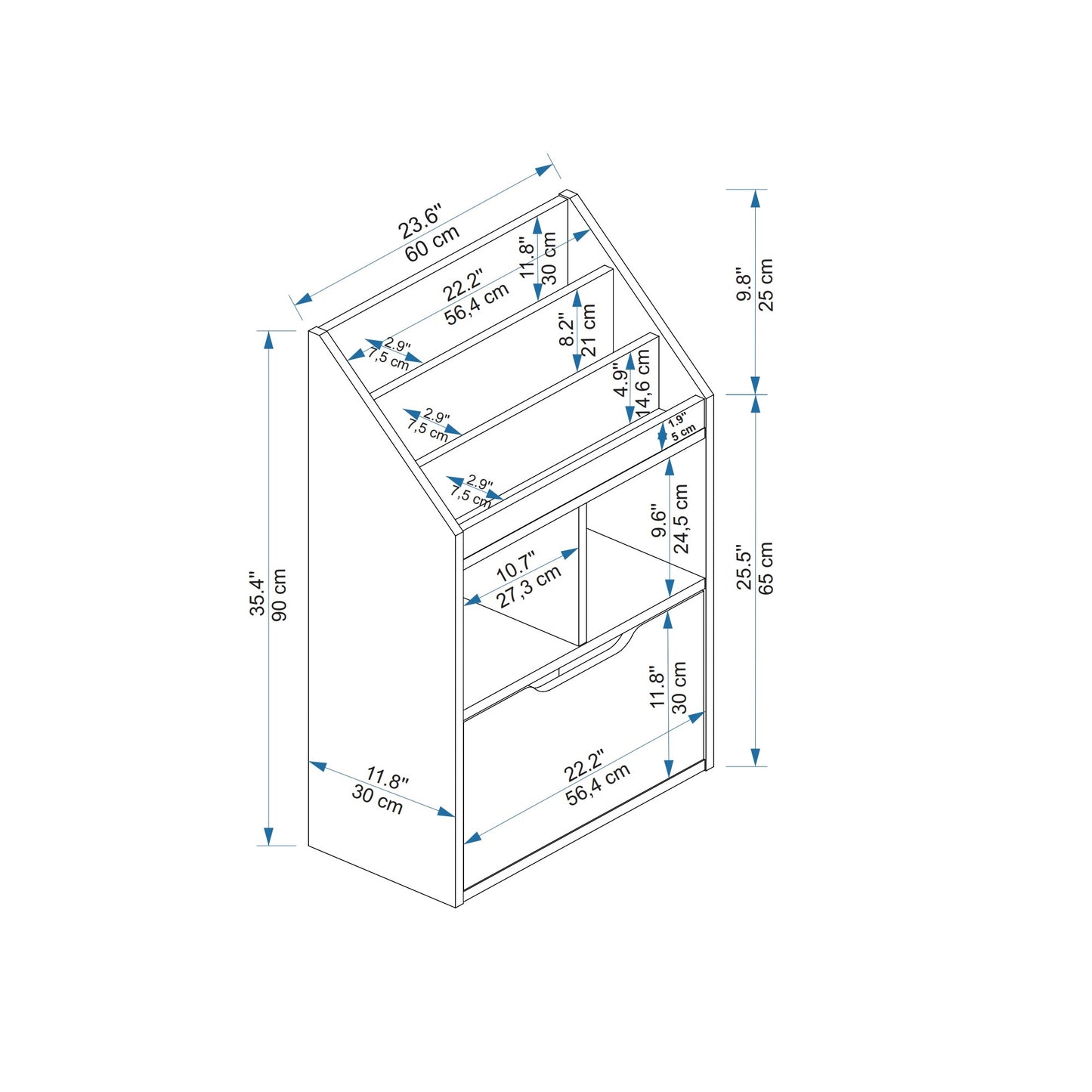 Chiara Magazine Rack with Cabinet