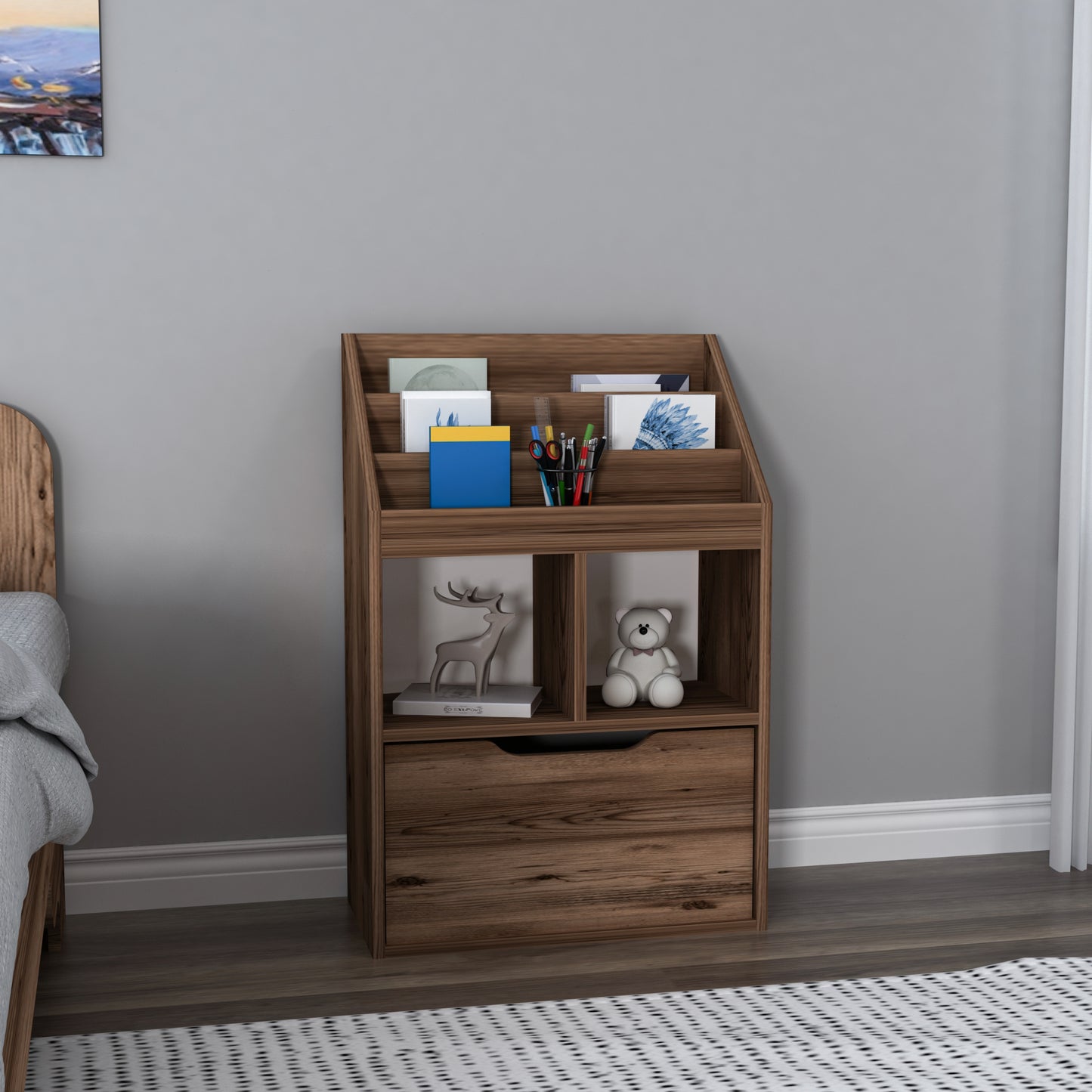 Chiara Magazine Rack with Cabinet