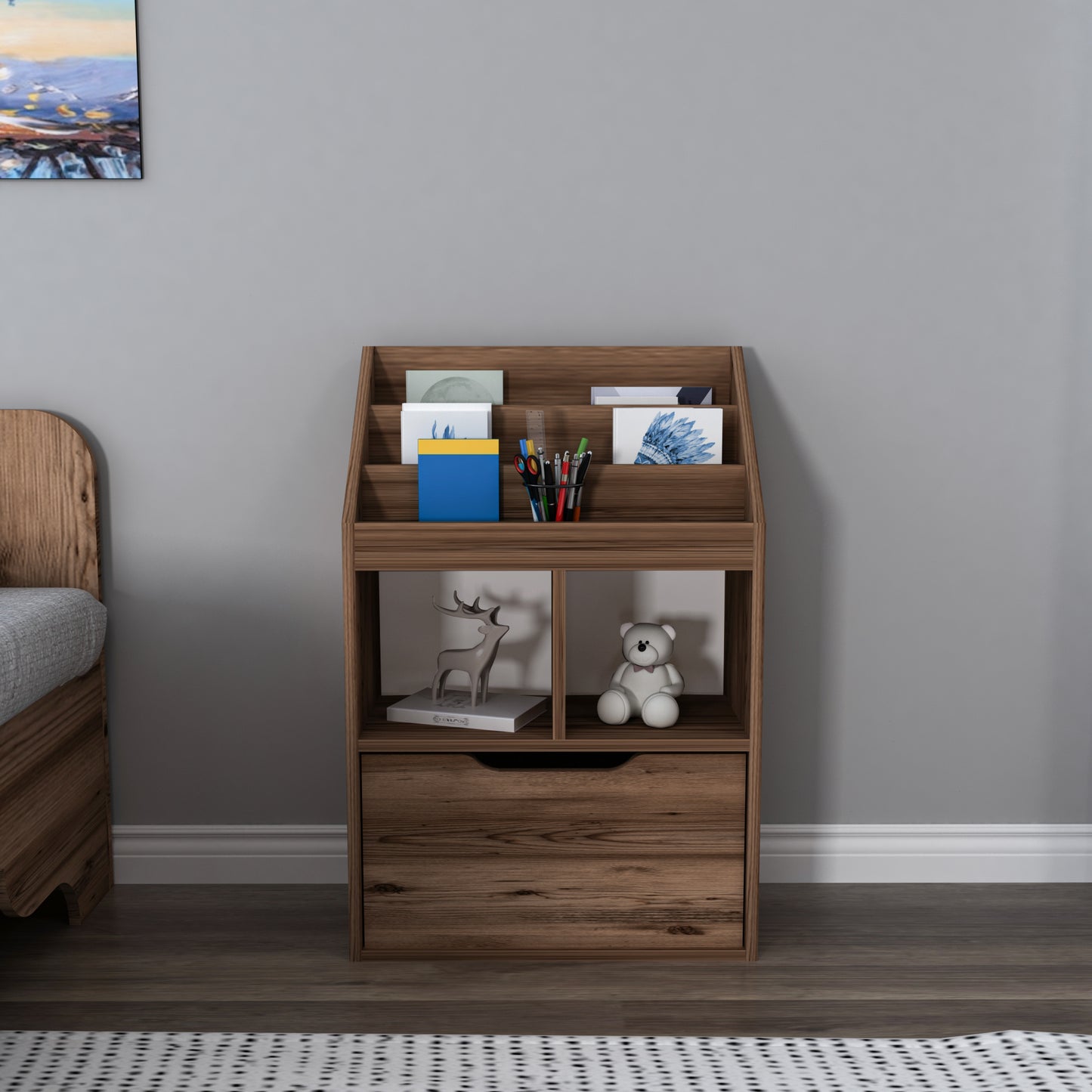 Chiara Magazine Rack with Cabinet