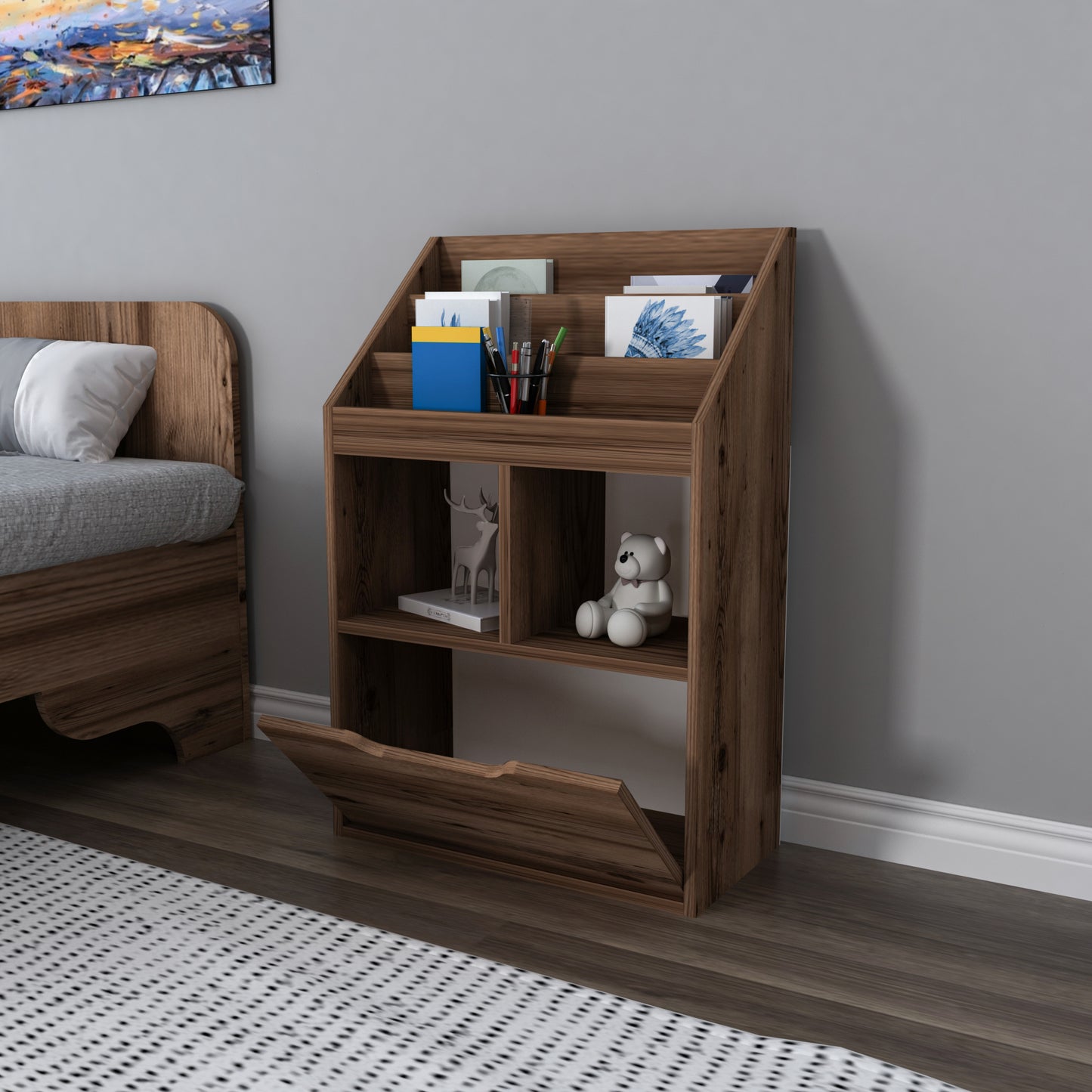 Chiara Magazine Rack with Cabinet