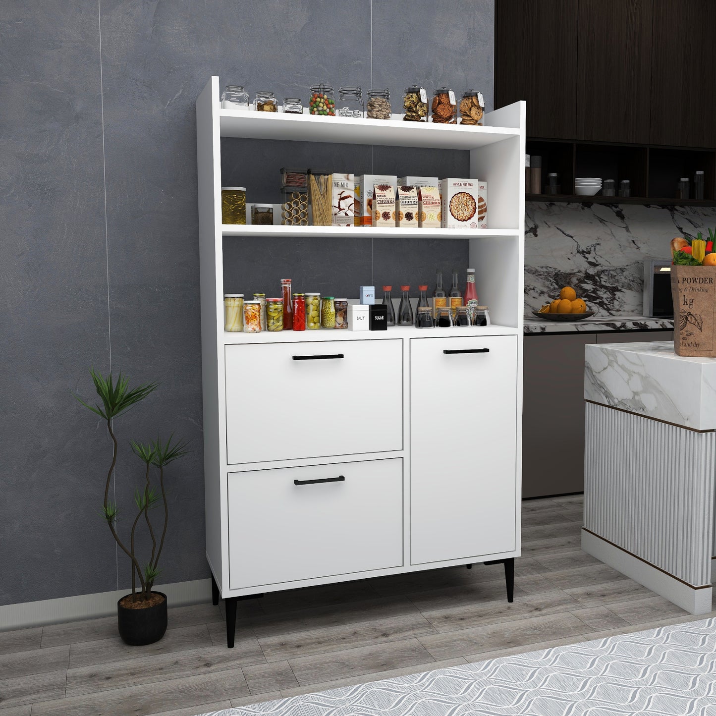 Caleb Kitchen Cabinet with Shelves
