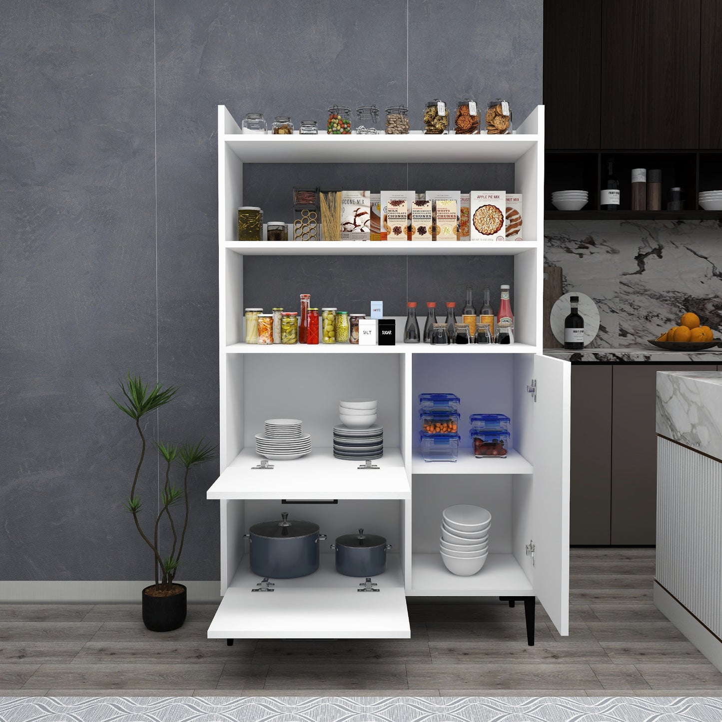 Caleb Kitchen Cabinet with Shelves