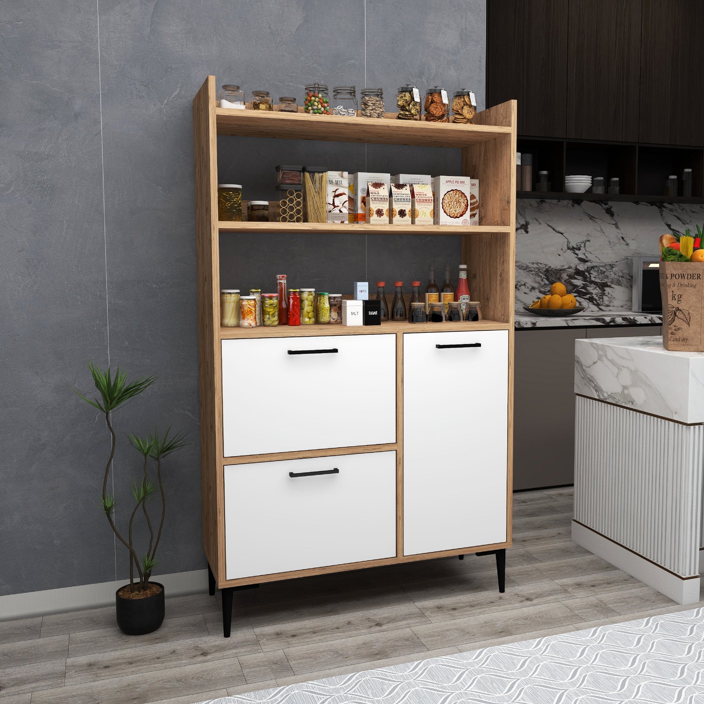 Caleb Kitchen Cabinet with Shelves
