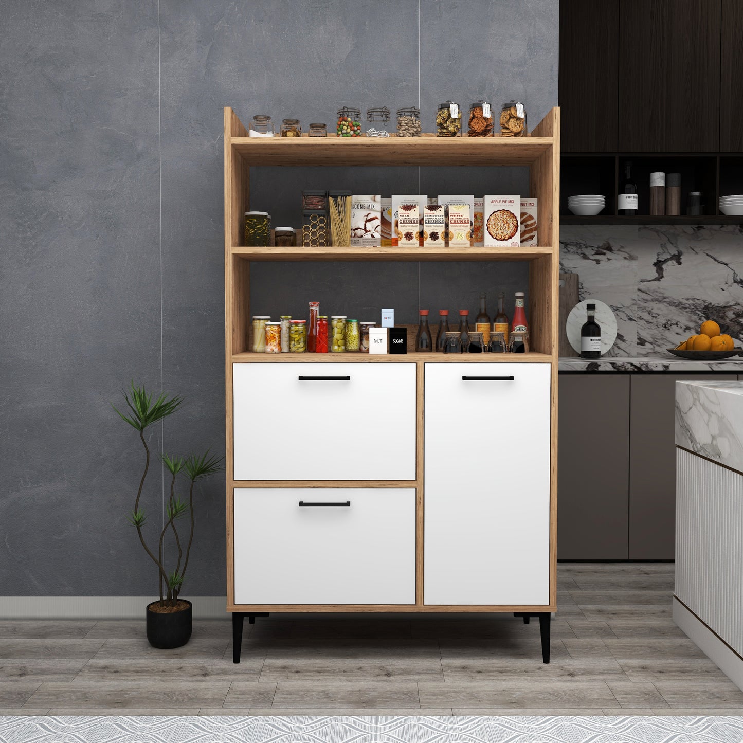 Caleb Kitchen Cabinet with Shelves