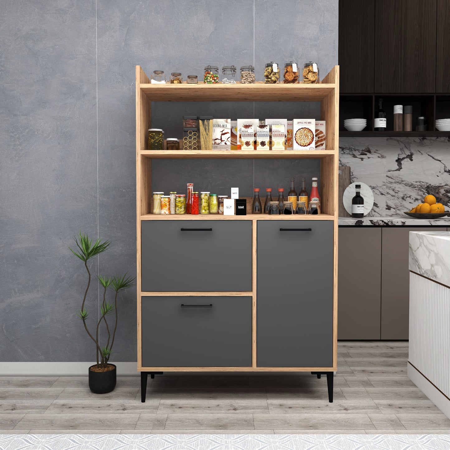 Caleb Kitchen Cabinet with Shelves