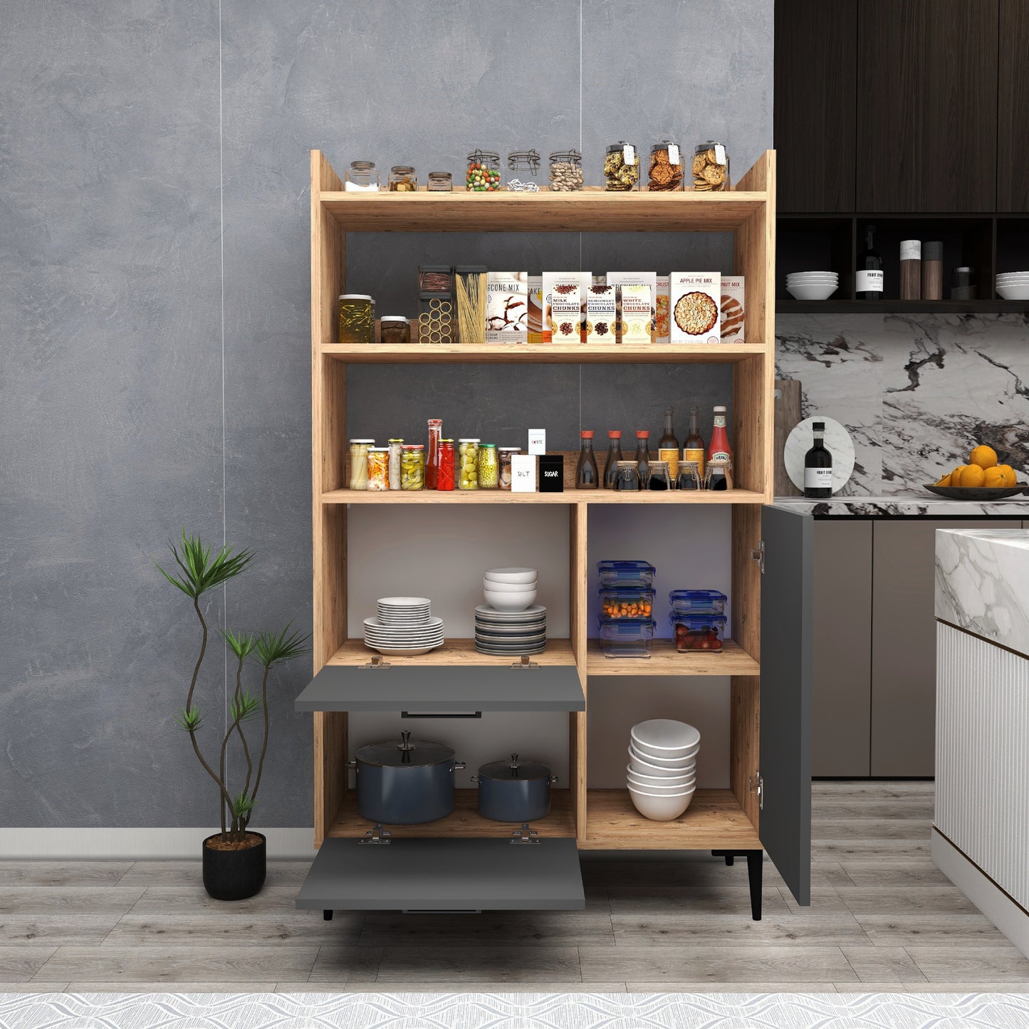 Caleb Kitchen Cabinet with Shelves